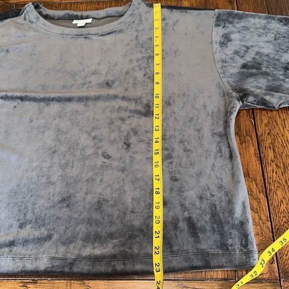 Pure Jill dark gray velour feel oversized  long sleeve top size S - Picture 5 of 9
